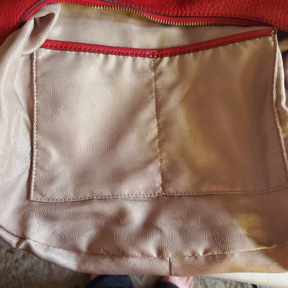 Michael Kors Red Pebbled Leather Hobo Shoulder Bag - Picture 7 of 9